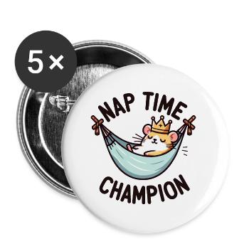 Naptime Champion - Buttons groß 56 mm (5er Pack) - Weiß - Vorne