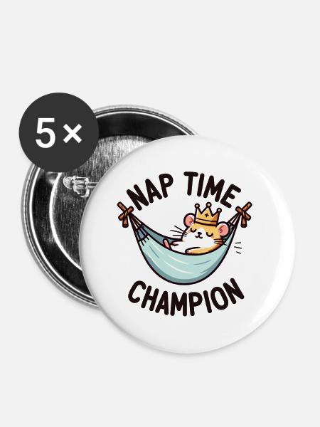 Naptime Champion - Buttons groß 56 mm (5er Pack) - Weiß