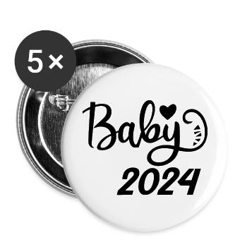 Baby 2024 - Buttons groß 56 mm (5er Pack) - Weiß - Vorne