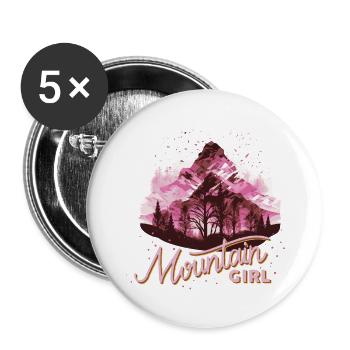 Mountain Girl Colorful - Buttons large 2.2''/56 mm (5-pack) - white - Front