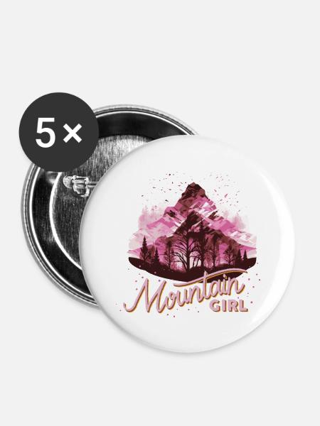 Mountain Girl Colorful - Buttons large 2.2''/56 mm (5-pack) - white