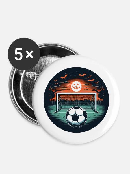 Fußballplatz an Halloween - Buttons groß 56 mm (5er Pack) - Weiß