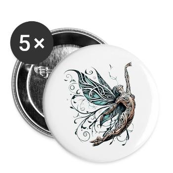 The Graceful Fairy by FairyBreizh - Buttons large 2.2''/56 mm (5-pack) - white - Front