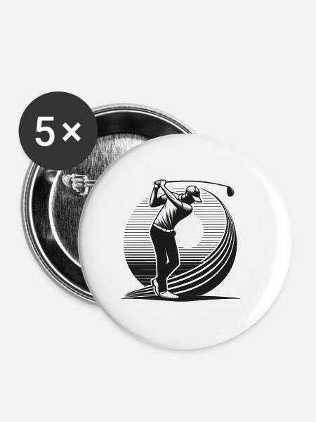 Golfspieler - Buttons groß 56 mm (5er Pack) - Weiß