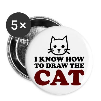 The Cat - Buttons groß 56 mm (5er Pack) - Weiß - Vorne