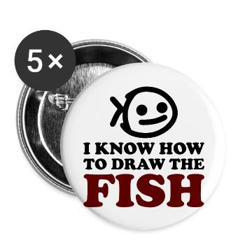 The Fish - Buttons groß 56 mm (5er Pack) - Weiß - Vorne