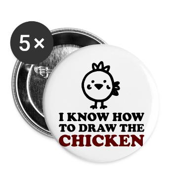 The Chicken - Buttons groß 56 mm (5er Pack) - Weiß - Vorne