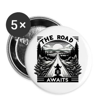 The Road Awaits - Buttons large 2.2''/56 mm (5-pack) - white - Front