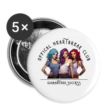 farbenfrohe Pinup girls Herzensbrecher - Buttons groß 56 mm (5er Pack) - Weiß - Vorne