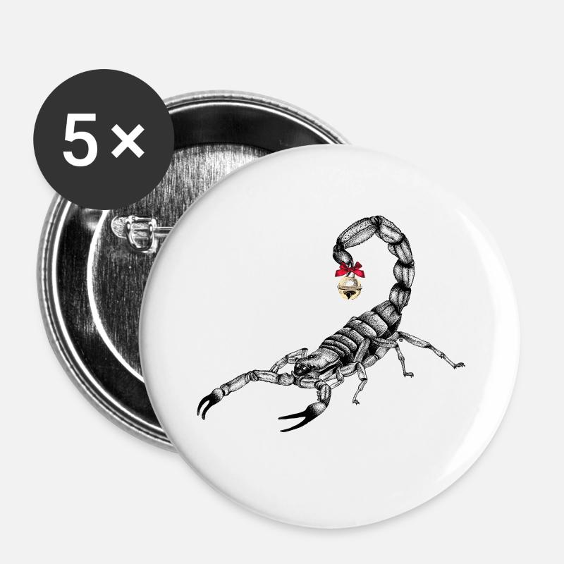 Christmas Scorpion - Buttons large 2.2''/56 mm (5-pack) - white