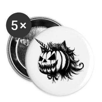 Halloween Einhorn Katze - Buttons groß 56 mm (5er Pack) - Weiß - Vorne