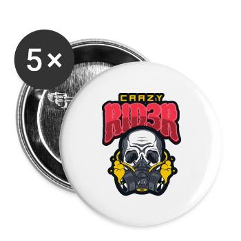 crazyrid3r gamer idol logo - Buttons groß 56 mm (5er Pack) - Weiß - Vorne
