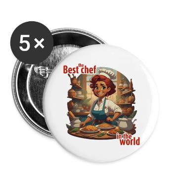 Le meilleur chef du monde - Lot de 5 grands badges (56 mm) - blanc - Devant