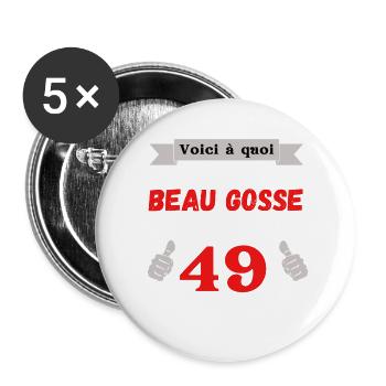 Voici à Quoi Ressemble Un Beau Gosse de 49 ans - Lot de 5 grands badges (56 mm) - blanc - Devant