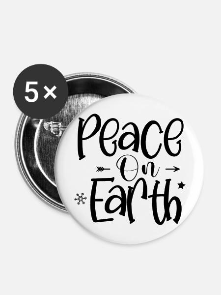 Peace On Earth - Buttons groß 56 mm (5er Pack) - Weiß