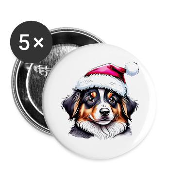 Propriétaire de chien de Noël berger australien - Lot de 5 grands badges (56 mm) - blanc - Devant