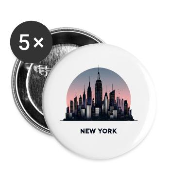 New York - Lot de 5 grands badges (56 mm) - blanc - Devant