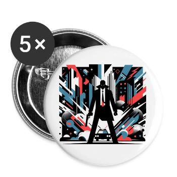 Stadt Chaos - Buttons groß 56 mm (5er Pack) - Weiß - Vorne