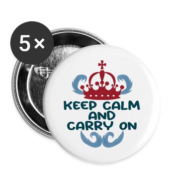 Keep Calm and Carry On - Buttons large 2.2''/56 mm (5-pack) - white - Front
