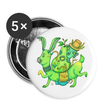 Magic, Hase, Zauberer, Birne - Buttons groß 56 mm (5er Pack) - Weiß - Vorne