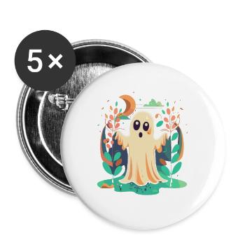 Halloween Geist - Buttons groß 56 mm (5er Pack) - Weiß - Vorne