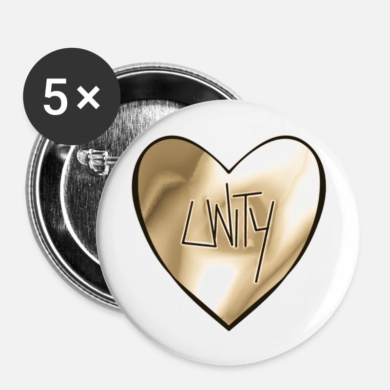 Unity heart - Buttons large 2.2''/56 mm (5-pack) - white