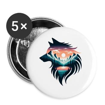Wolfsgestalt - Buttons groß 56 mm (5er Pack) - Weiß - Vorne