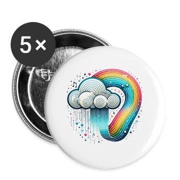 Rainbow Cloud - Buttons large 2.2''/56 mm (5-pack) - white - Front