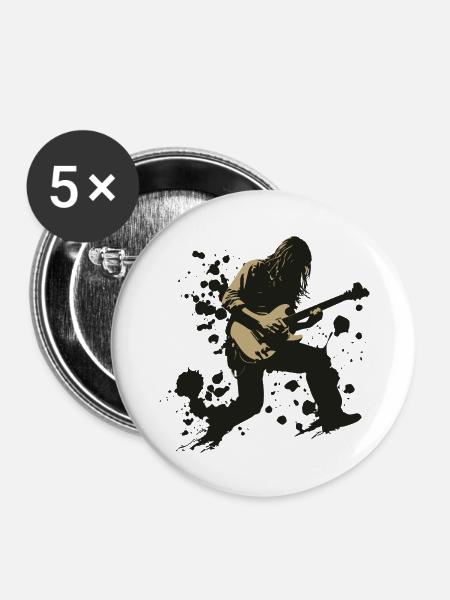 guitar player - Buttons groß 56 mm (5er Pack) - Weiß