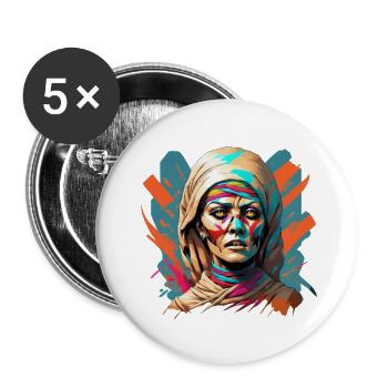 Mumie - Buttons groß 56 mm (5er Pack) - Weiß - Vorne