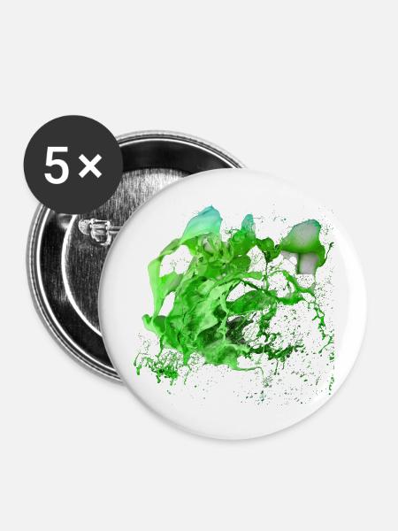 Spritzfarbe Reinbow Graffitti Kunst bunt - Buttons groß 56 mm (5er Pack) - Weiß
