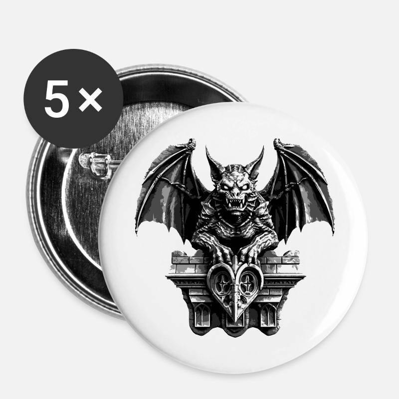 Gargoyle 1 - Buttons large 2.2''/56 mm (5-pack) - white