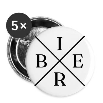 Bier Cross Logo - Buttons groß 56 mm (5er Pack) - Weiß - Vorne