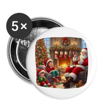 Santa Claus Christmas Eve Family Reindeer - Buttons large 2.2''/56 mm (5-pack) - white - Front