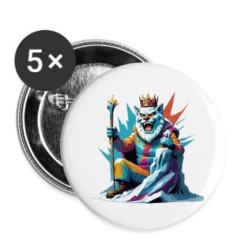 Snow King - Buttons groß 56 mm (5er Pack) - Weiß - Vorne