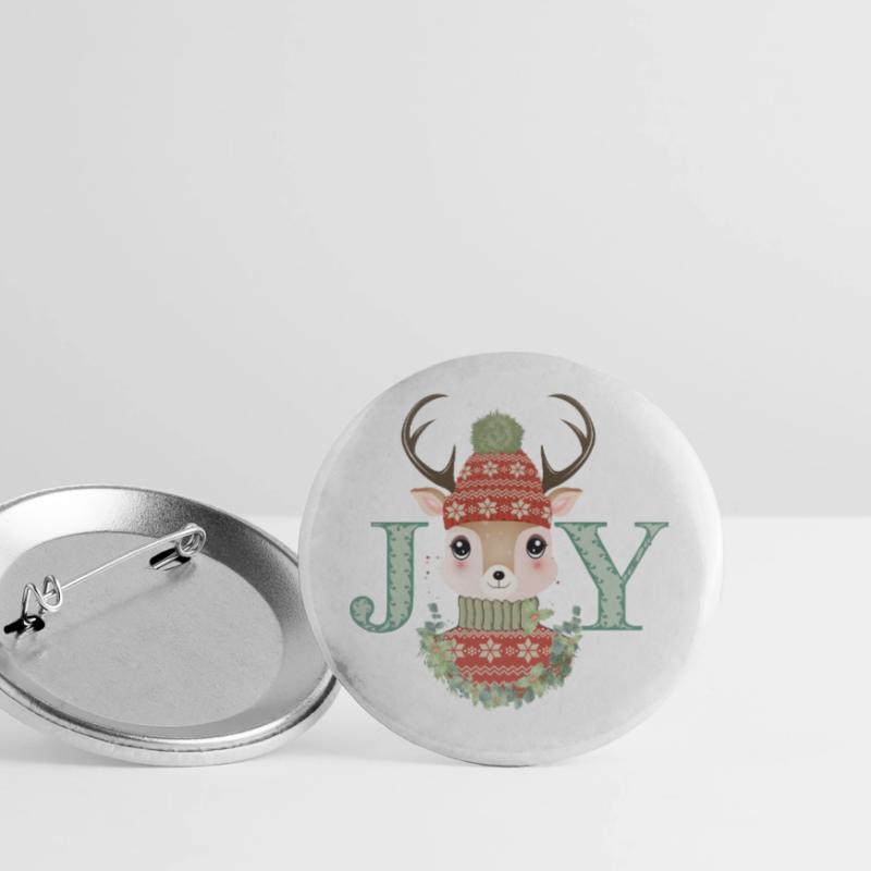 cerf mignon avec pull et bonnet pompon Joy Lot de 5 grands badges (56 mm)