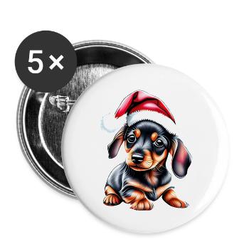 Dachshund Puppy X-Mas Dachshund Christmas Dog - Buttons large 2.2''/56 mm (5-pack) - white - Front