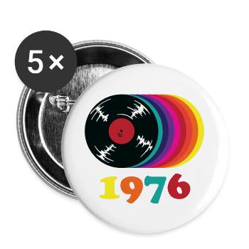 Vintage 1976 - Buttons groß 56 mm (5er Pack) - Weiß - Vorne
