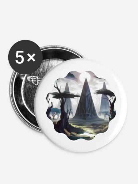 Pyramiden - Buttons groß 56 mm (5er Pack) - Weiß