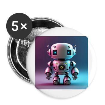Joyeux Halloween robot mignon effrayant drôle effrayant effrayant - Lot de 5 grands badges (56 mm) - blanc - Devant