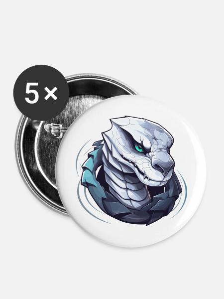 Illustration einer Schlange - Buttons groß 56 mm (5er Pack) - Weiß