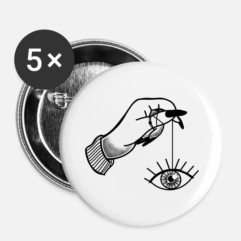 Tat style Witchcore Hand Holding Eye String - Buttons large 2.2''/56 mm (5-pack) - white