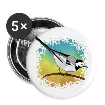 Oiseau - Lot de 5 grands badges (56 mm) - blanc - Devant
