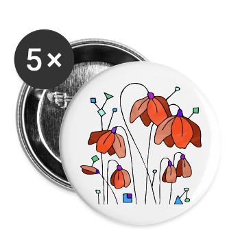 Blumen - Buttons groß 56 mm (5er Pack) - Weiß - Vorne