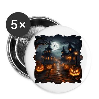halloween 6 smiles - Buttons groß 56 mm (5er Pack) - Weiß - Vorne