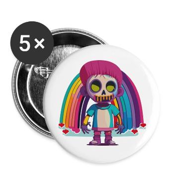 Pride Zombie 07 - Buttons groß 56 mm (5er Pack) - Weiß - Vorne