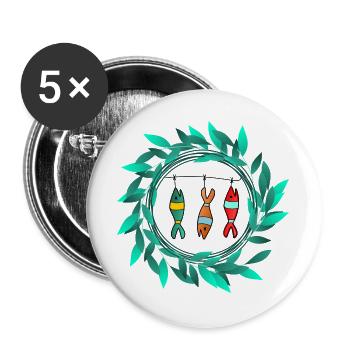 WEIHNACHTEN. JAHR. JAHRESTAG. RUHESTAND. FEST. HERZ. - Buttons groß 56 mm (5er Pack) - Weiß - Vorne