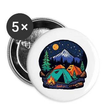Camping, tent and campfire - Buttons large 2.2''/56 mm (5-pack) - white - Front