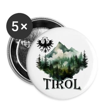 Tiroler Adler dem Land Tirol die Treue mit Berg - Buttons groß 56 mm (5er Pack) - Weiß - Vorne