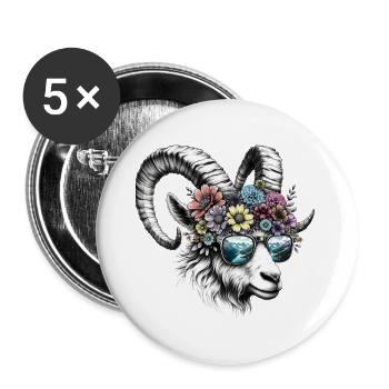 Lunettes de soleil Capricorne Floral Alps Zodiac - Lot de 5 grands badges (56 mm) - blanc - Devant